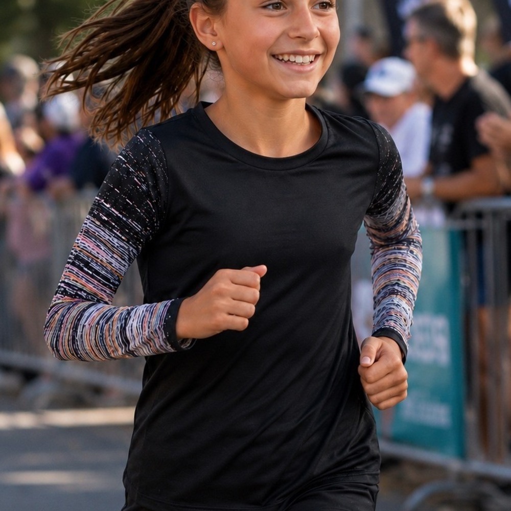 Ivivva by Lululemon Girls Black Multi Color Pattern Long Sleeve Running‎ Top 14